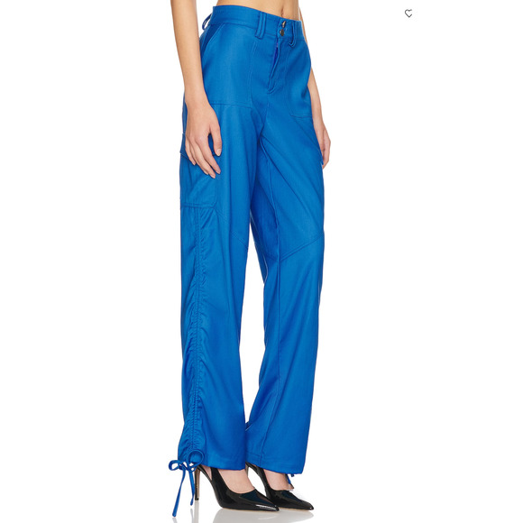 Superdown Raina Blue Cargo Pants LARGE Parachute Drawstring Hem Revolve $78 NEW - Picture 3 of 9
